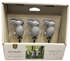 3-Pack Cement Rabbit Stakes Threshold Bunny Pot For Indoor/Outdoor Use Gray