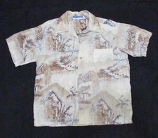 Vintage OP Sunwear 1970  s Rusty Reverse Print Rayon Hawaiian Shirt L