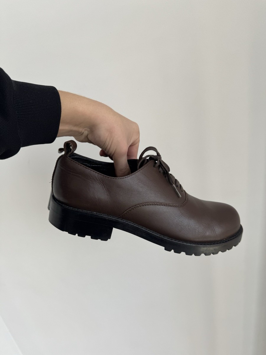COMME des GARCONS HOMME PLUS LEATHER BROWN OXFORD LACE UP SHOES