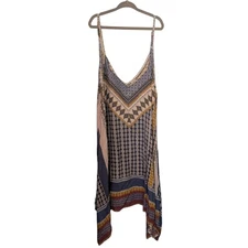 Blue and Yellow V-Neck Sleeveless Mini Sundress