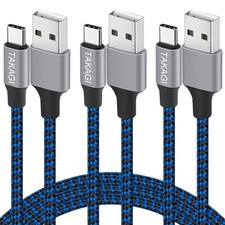 USB C Cable Fast Charging Nylon Braided 3Pack 6ft USB A to Type C Cord