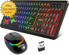Wireless Keyboard and Mouse Rechargeable LED Combo RGB Backlit Keypad Silent