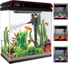 Betta Fish Tank, 10 Gallon Fish Tank Glass Small Aquarium Starter Kits Self Clea