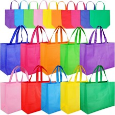 Large Non-Woven Tote Bags 15.7'' Rainbow Reusable Shopping Bags for Groceries