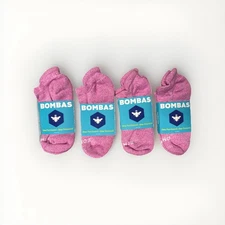 4 Pair Bombas Women's Pink And White Colors Ankle Sock Size Medium