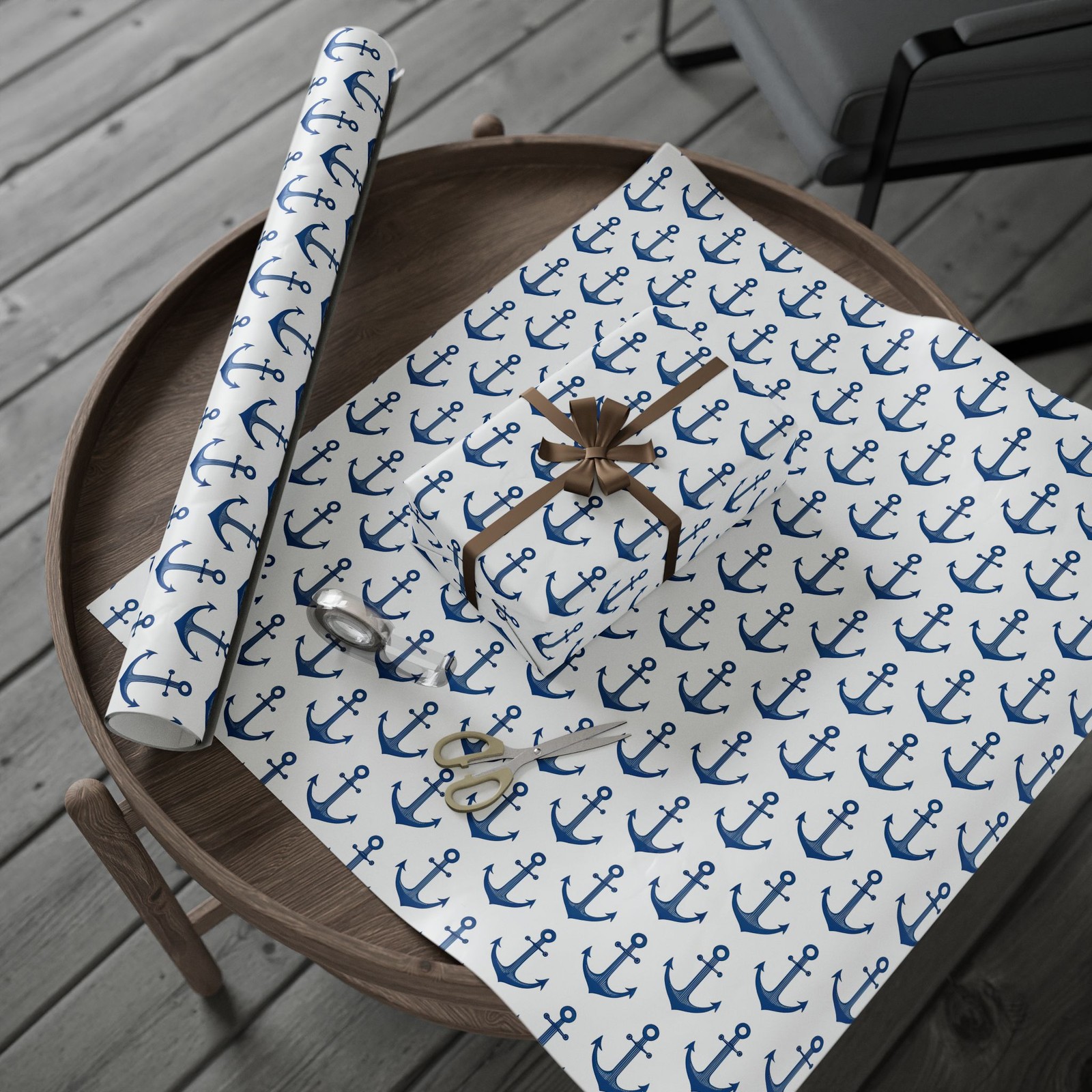 Nautical Theme Wrapping Paper, Anchor Gift Wrap, Marine Decor, Birthday, [...]