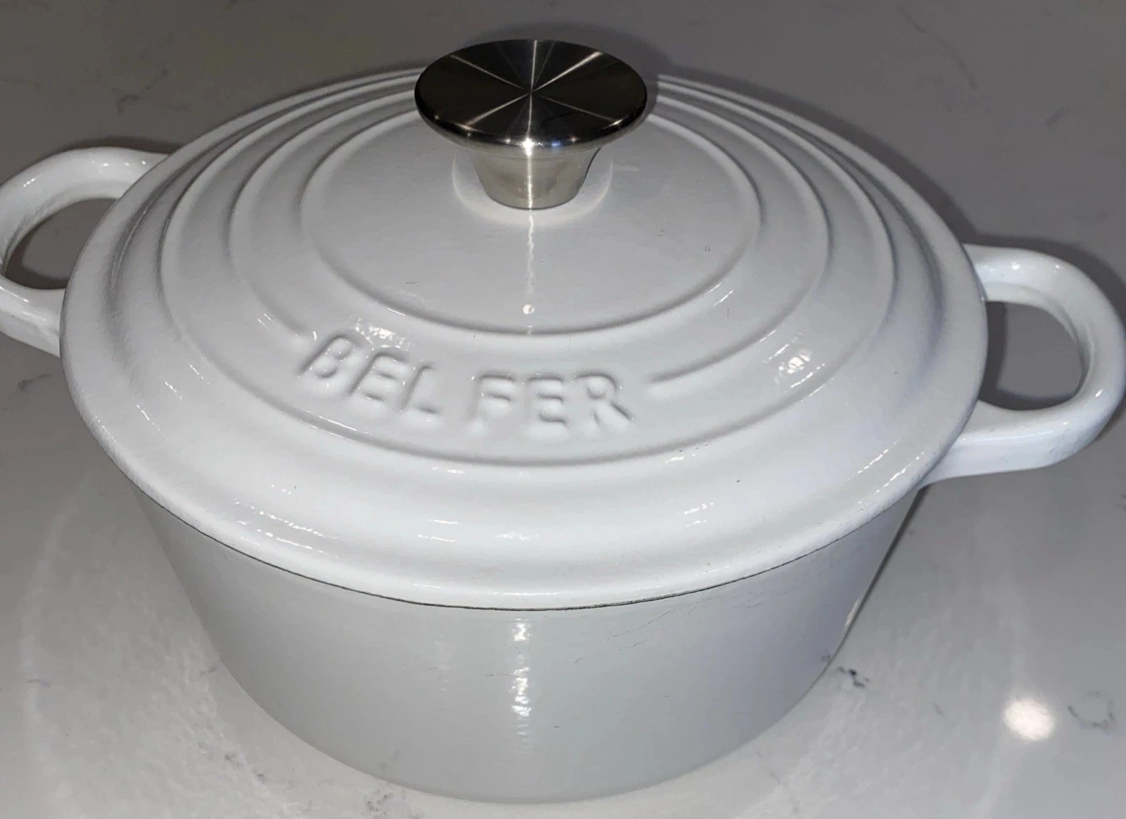BEL FER White Enameled Cast Iron 3 qt Dutch Kitchen Oven Heavy-Duty
Opens in a new window or tab