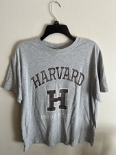 H&M Harvard University Men’s Medium Tee Grey Graphic Print Collegiate Casual