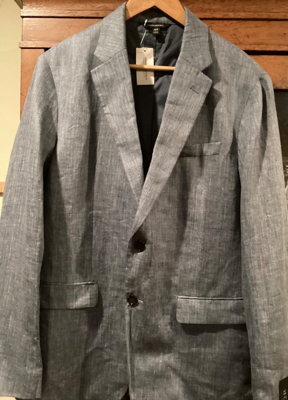 Banana Republic Blazer Mens 42R Gray Linen Heritage Slim Fit Sport Coat Jacket