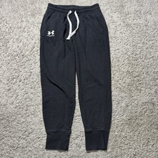 Under Armour Black Rival Fleece Jogger Pants Small Cuffed Pockets Soft