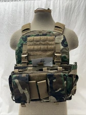 Velocity Mayflower Custom APC L/XL Plate Carrier & UW Placard Woodland M81 Camo
