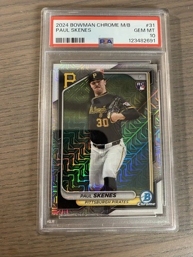PSA 10 PAUL SKENES 2024 Bowman Mega Box Chrome Mojo Refractor Rookie RC GEM MINT