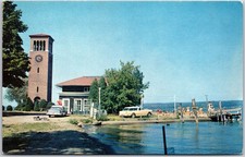 Chautauqua New York NY, Miller Bell Tower College Club, Lakeside Scene, Postcard