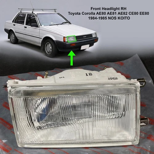 Front Headlight RH Toyota Corolla AE80 AE81 AE82 CE80 EE80 1984-1985 NOS KOITO