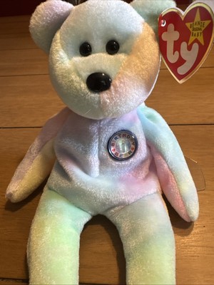 1999 B.b Birthday Bear Rainbow B-day Ty Beanie Baby Retired MWMT 10th Gen