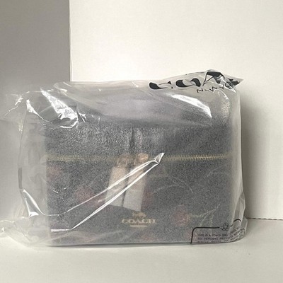 Coach Cosmetic Makeup Case CDC13 Cherry Print Black Large Travel