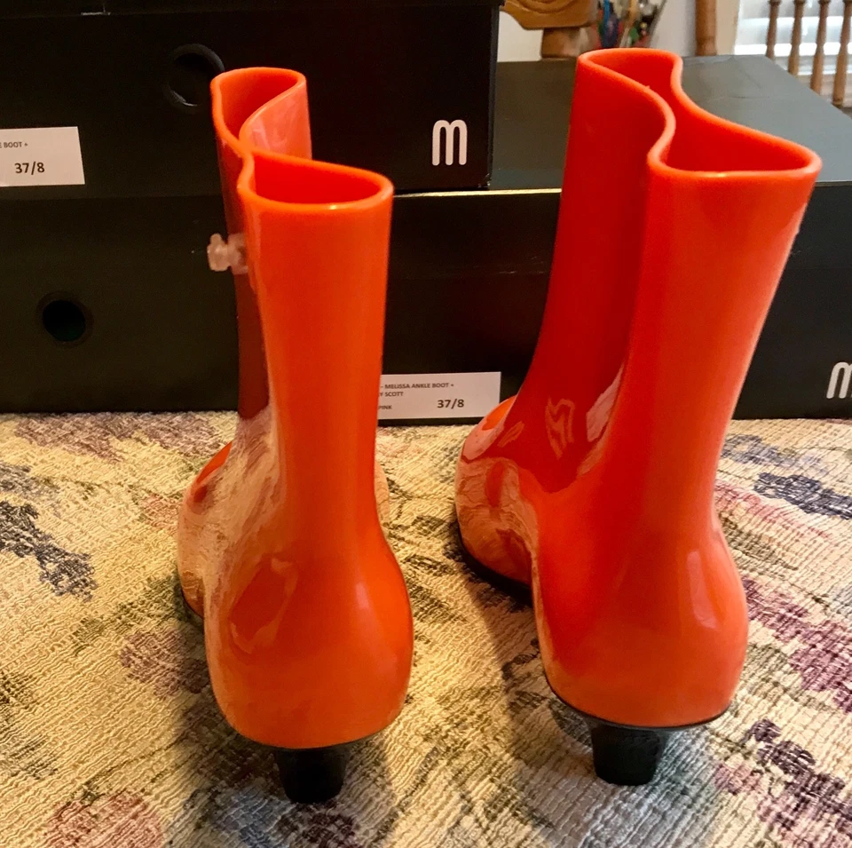 Melissa Ankle Boot + Jeremy Scott (Moschino) DK ORANGE AUTHENTIC  Shoes 7 NIB  - Image 3 of 4