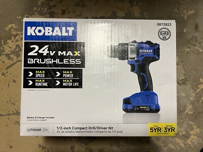 NEW Kobalt 24V MAX Brushless 1/2-inch Compact Drill/Driver Kit #KDD  1424A-03
