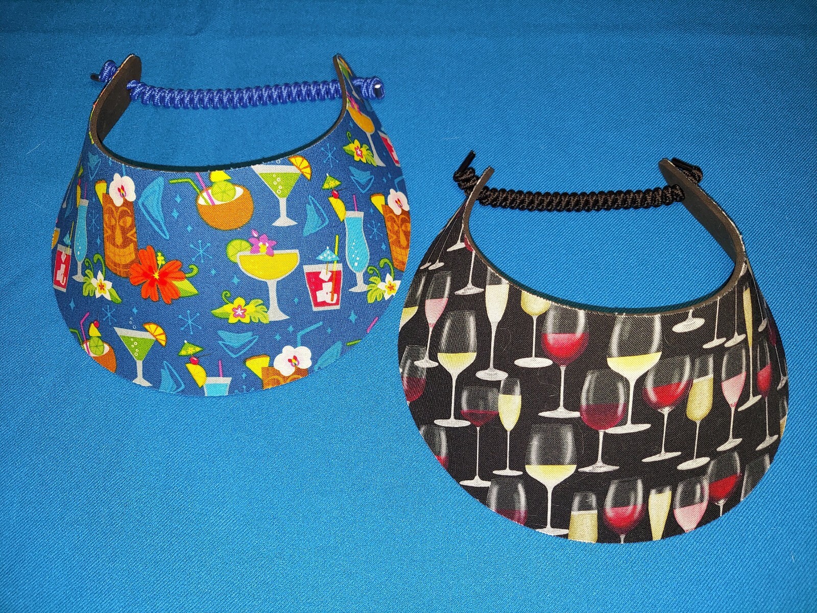 Women Sun Visor Hats, No Pinch Foam, Black White Blue Tan, Beach Pool