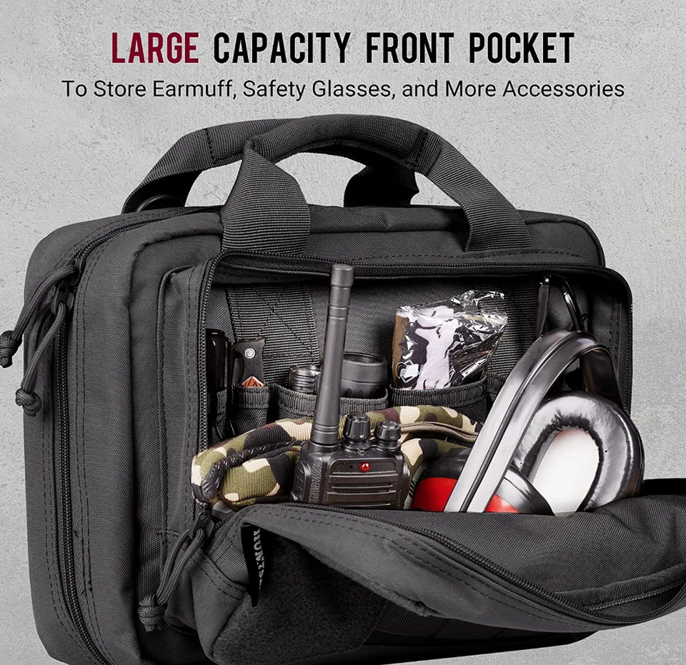 Tactical Gun Soft Case Pistol Bag Double Handgun Firearm Storage Shooting Range - Image 2 of 4