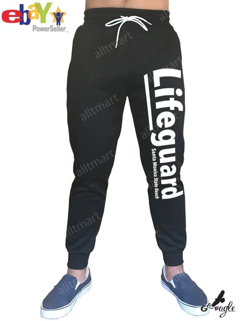 NEW MEN'S BEACH LIFEGUARD FLEECE JOGGERS DRAWSTRING SWEAT PANTS FUNNY SWEATPANTS