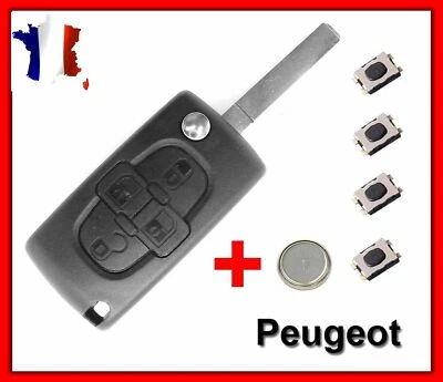 Coque Clé Télécommande Plip Pour Peugeot 807 1007 CE0523 +4 Switchs +Pile LAME 8 - Photo 1/2