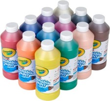 Bulk Paint Set for Kids - 12 Vibrant Colors in Safe, Washable 16oz Bottles