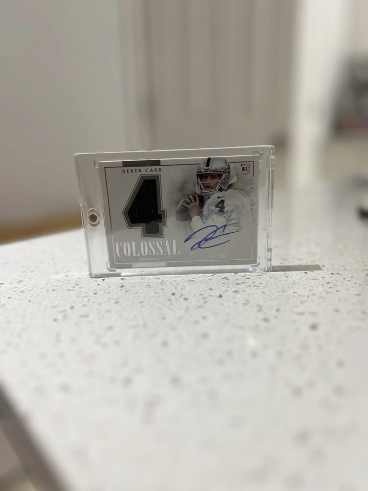Camiseta Derek Carr 2014 Panini National Treasures Auto/99 RC Pop 3 PSA 10 Foto 3 de 3