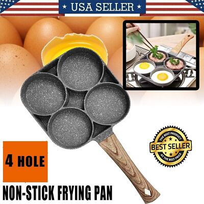 4 Holes Egg Fry Pan Pancake Maker Non-stick Egg Burger Pan W/Handle