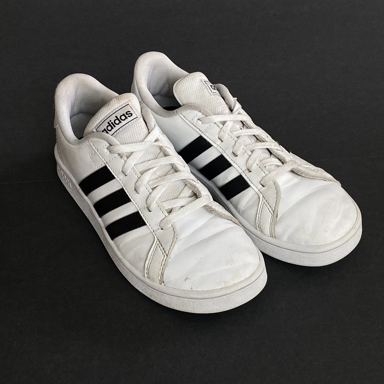 Adidas Grand Court 2.0 Sneaker Bambino 3 Bianco Ecopelle Nero Righe