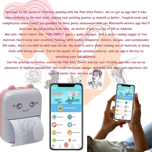 Portable Mini Thermal Printer Pocket Photo Printer Wireless Bluetooth Printing - Picture 4 of 5