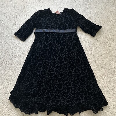Girls April Cornell Black Floral Dress Size 6