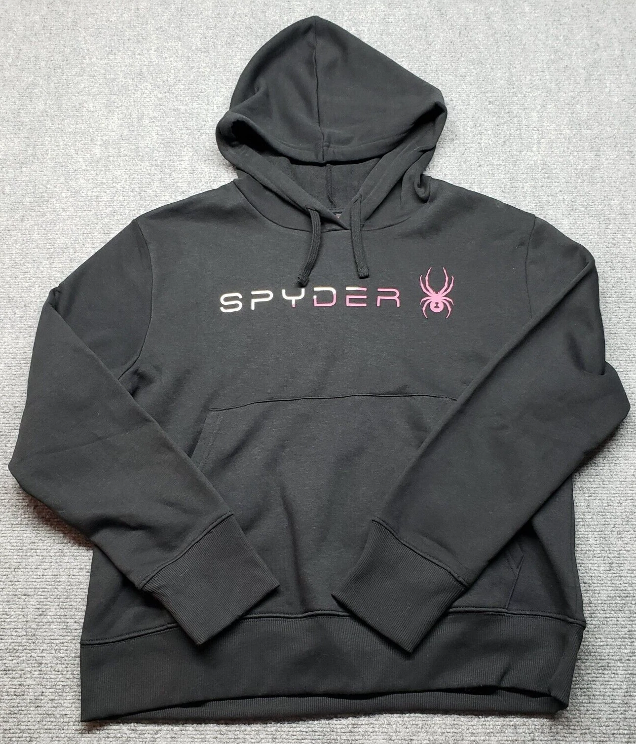 Spyder Fade Hoodie Womens Size L Black Pullover Pocket Drawstring SPFGB275-001