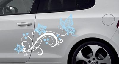 Dekor Seiten Aufkleber Auto Tattoo CAR STYLE Blumen Ranke Blüte 2farbig  39