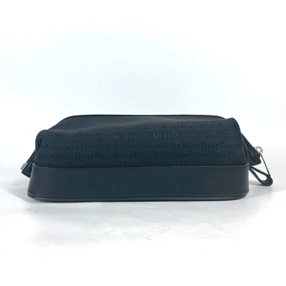 Sac pochette toile/cuir noir logo Dior