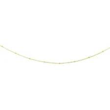 1.5mm Plain Bead Cable Saturn Chain Necklace Real 14K Yellow Gold