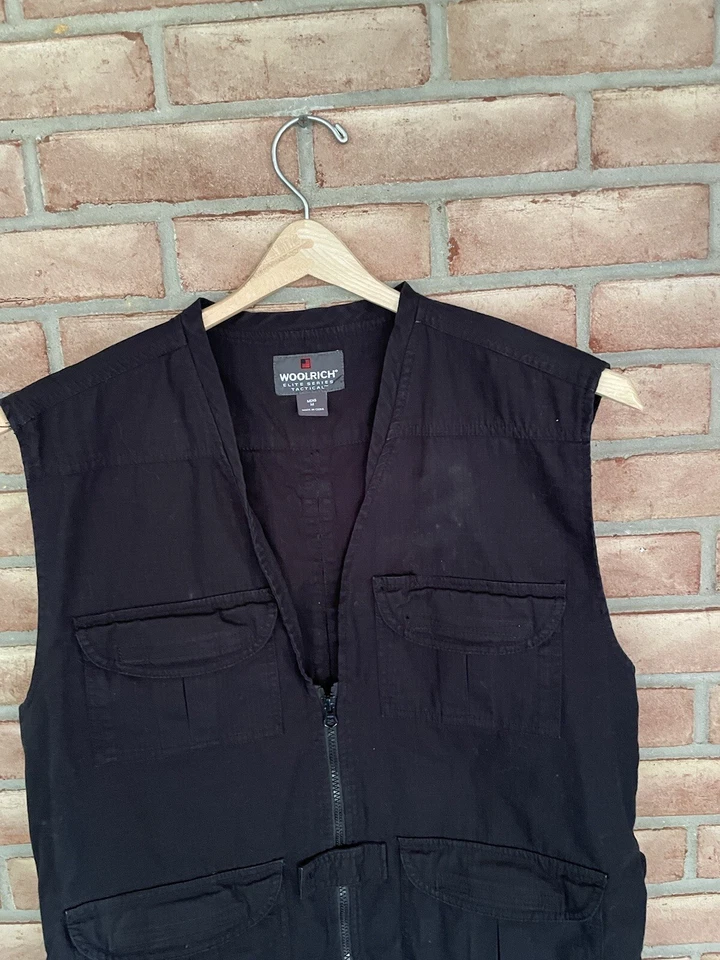 Chaleco utilitario Woolrich Elite Series táctico negro para pesca al aire libre talla mediana para hombre Foto 3 de 4
