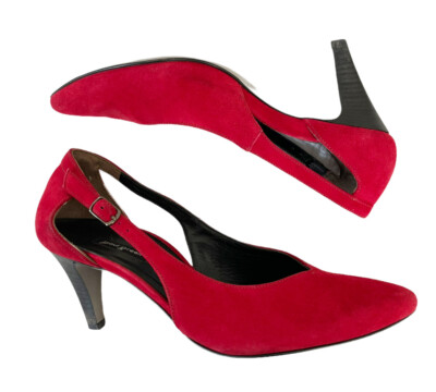 Paul Green Sasha Pump Chili Red Suede Heels Pointed Toe