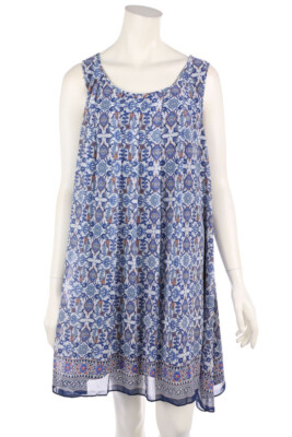 MAX STUDIO Kleid Damenkleid Print L off-white Blau-Töne