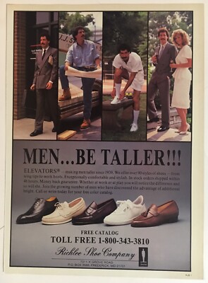 Elevators Shoe Lifts 1988 Vintage Print Ad 8x11 Inches Wall Decor