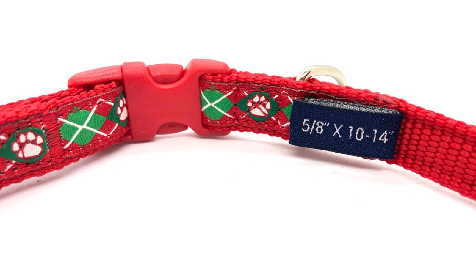 Red Argyle Dog Collar, Small, Douglas Paquette, Adjustable, NEW, FREE