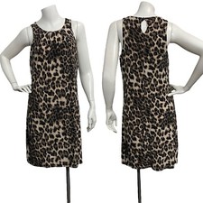 INC Womens Small brown sand Leopard Halter Keyhole soft casual Party Dress