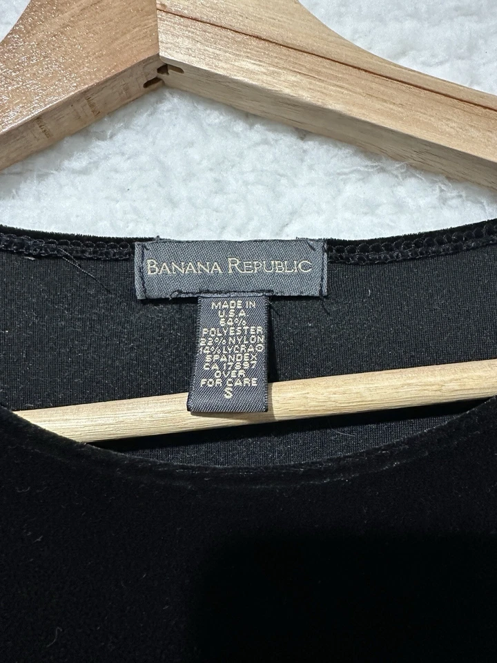 Vestido de terciopelo negro vintage Banana Republic para mujer talla pequeña hecho en EE. UU. Foto 3 de 4