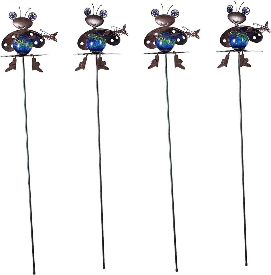 Juego de 4 atrapasoles Echo Valley - Ladybug brilla en la oscuridad estaca de jardín - 36" Foto 4 de 4