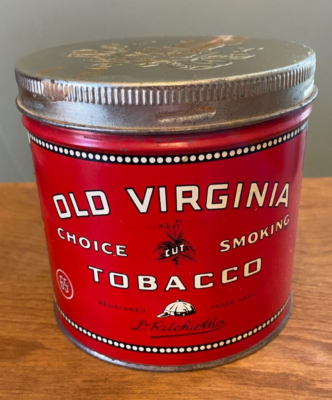 old virginia tobacco tin Vintage Choice Smoking Round - Pipe Advertising Canada Log Cabin Tobacco Box •
