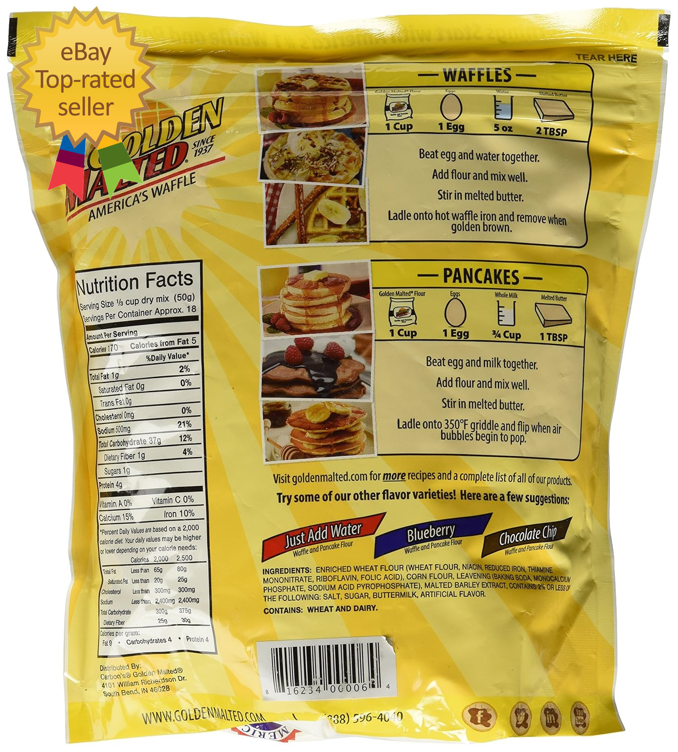 Original Waffle and Pancake Flour, 32 Ounce (Pack of 3)