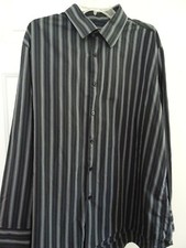 Alfani Men  s Long Sleeve Shirt-100 Cotton-Size XXL-Front Button-Gray/Black-EUC