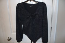 American Eagle NWOT Long Sleeve Dark Blue Sparkle Bodysuit Size L