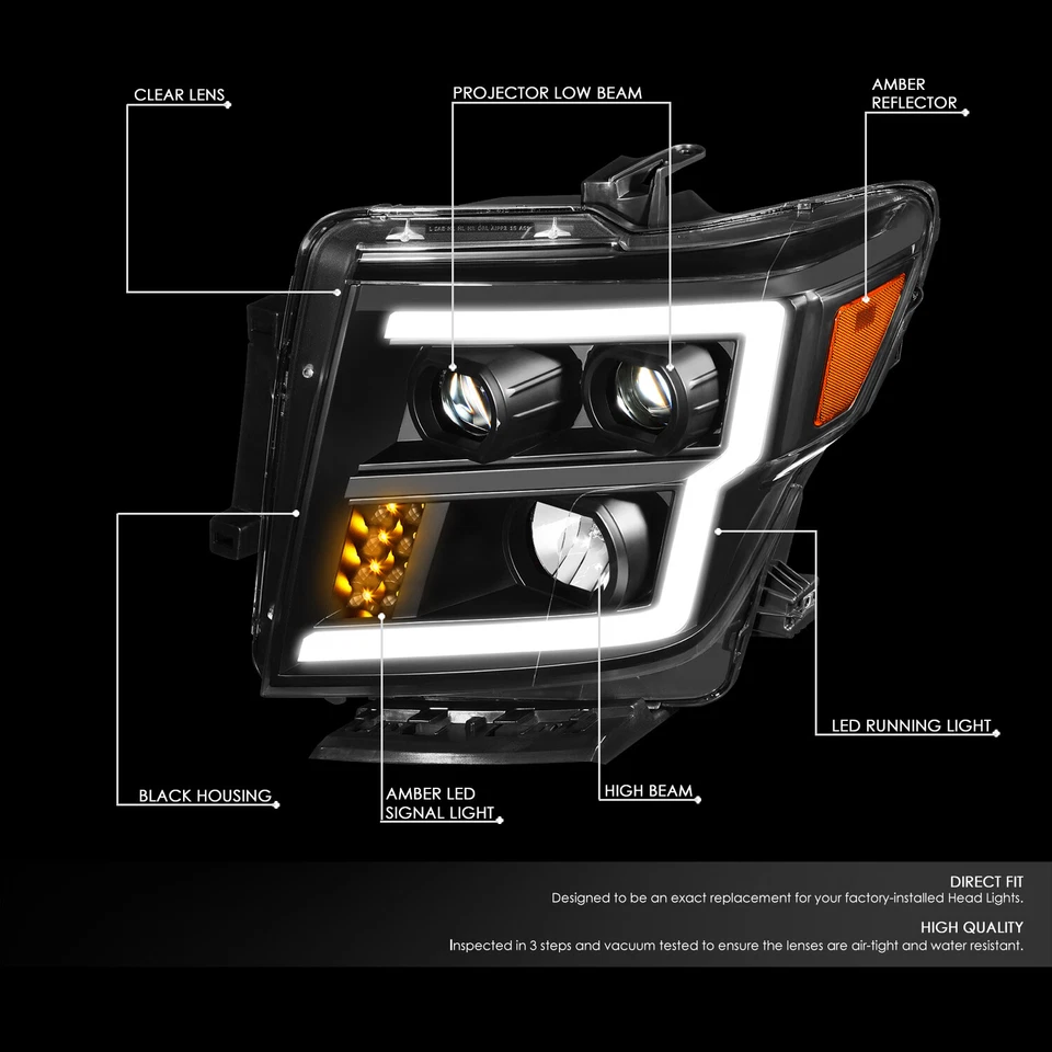 For 2016-2024 Nissan Titan XD LED DRL/ Signal Projector Headlight Lamps Black - Image 2 of 4