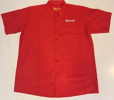 Budweiser Red Kap Work Shirt Mens Red Short Sleeve Logo Front & Back XL & 3XL